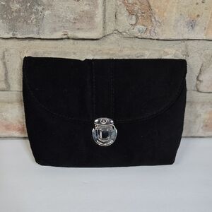 Marc Jacobs Black Velvet Texture Clutch with Silver Clip Buckle Lock